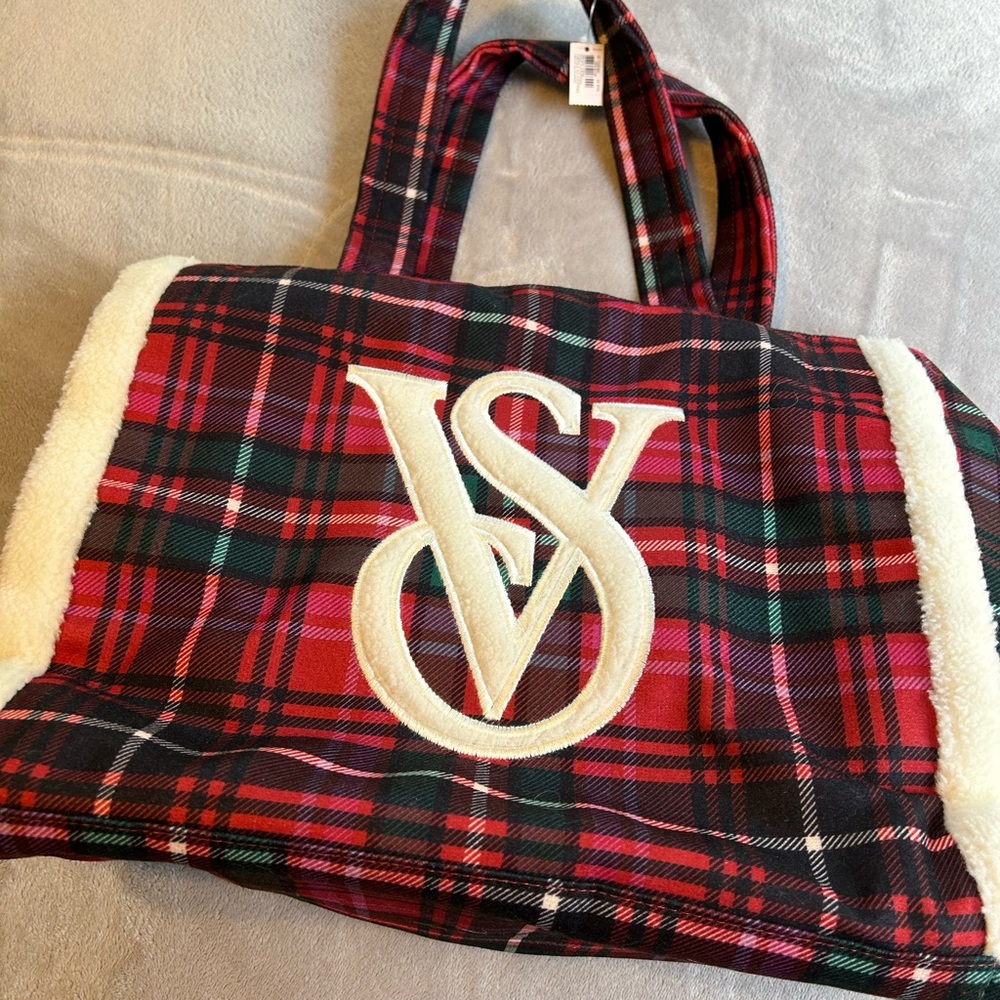 Victoria's Secret Red and Black Plaid Tote